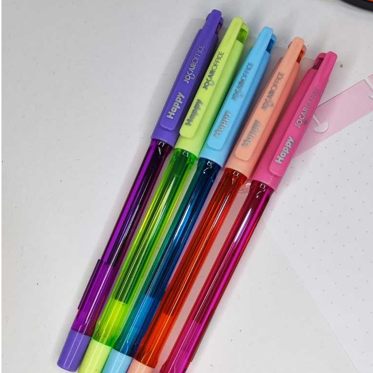 Caneta Gel Happy 0.7 Colorida Jocar Office | Shopee Brasil