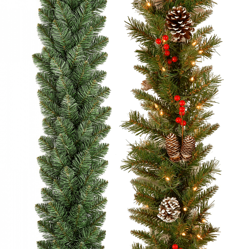 Festão Aramado 250 Galhos Verde Enfeite de Natal Cheio Decoração Natalina Ambientes Diversos