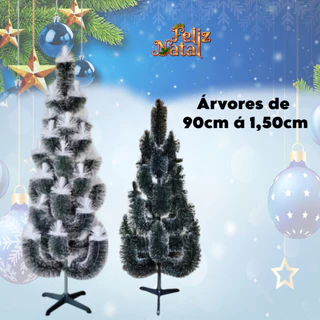 Árvore de Natal Pinheiro Verde Luxo - Nevada - Branca - Bicolor Diversos Tamanhos