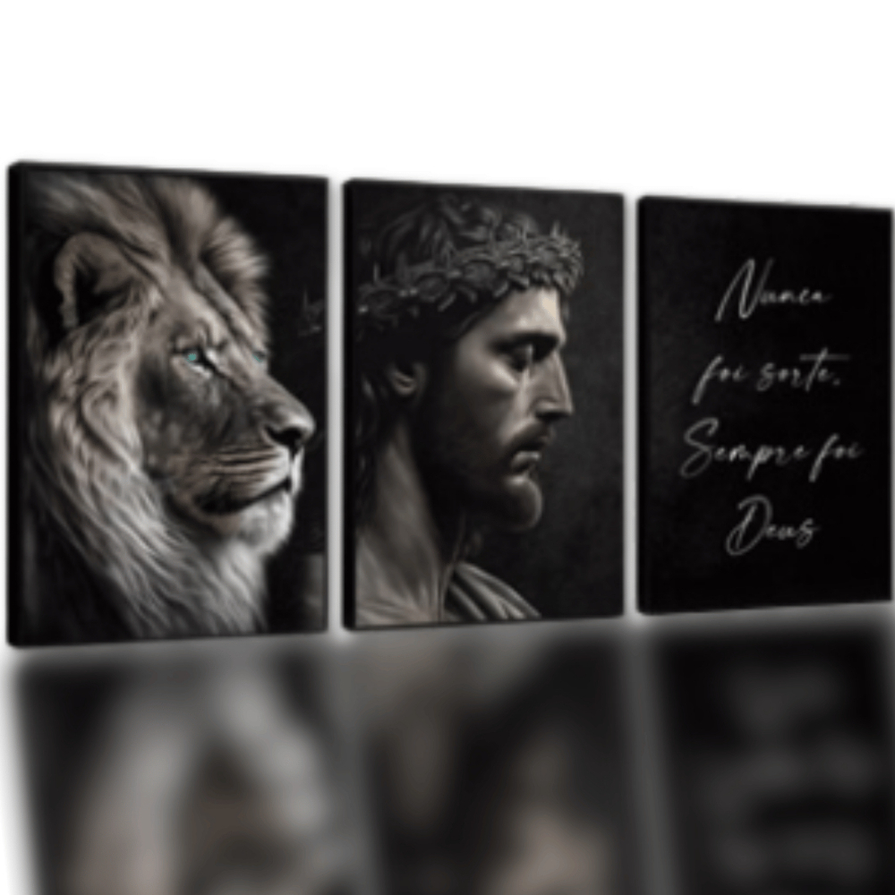 Quadro Decorativo Jesus Grande Leão Judá Religioso 4K Decoração Sala Quarto