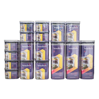 Kit 17 Potes Herméticos Com Tampa Quadrados Empilháveis Acrílico