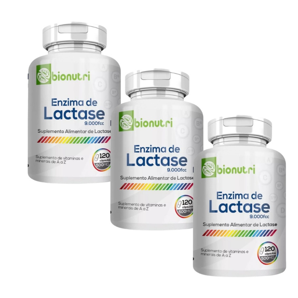 Kit 3x Enzima Lactase 120 Cápsulas Intolerância a Lactose Bionutri ...