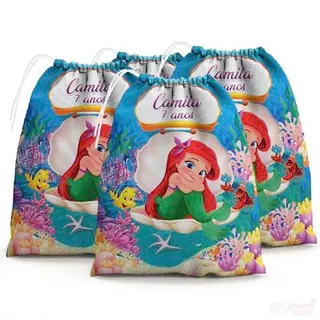30 Sacolinhas Surpresa Personalizada Tecido Ariel Baby Cute (15x20)