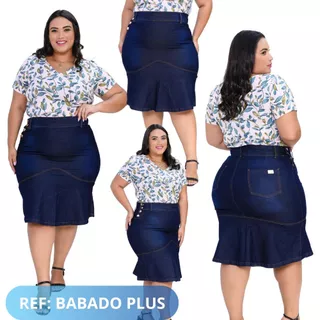 Saia Jeans Moda Evangélica Plus Size Vários Modelos