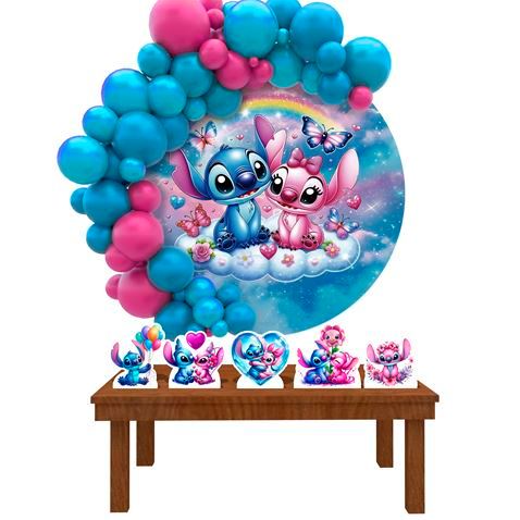 Kit Festa Painel Redondo Decora O Stitch E Angel D Di Metro Shopee Brasil