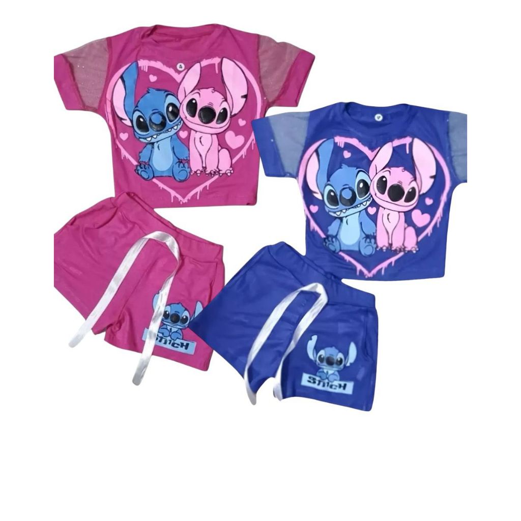 Conjunto Infantil Juvenil Criança Menina Roupa Lilo Stitch Cropped E ...