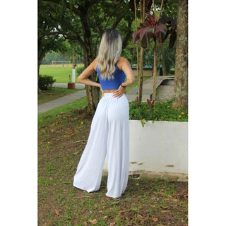 Calça Pantalona (DIVERSAS CORES) COM FENDA E SEM FENDA - Viscolycra com elástico regulador cintura longa