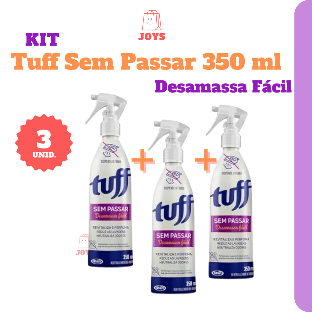 3 Tuff Spray Sem Passar Desamassa Fácil 350ml Cada Perfuma Roupas e ...
