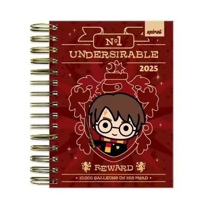Agenda Diária 2025 Harry Potter Charms, 176 folhas,Spiral 1 UN