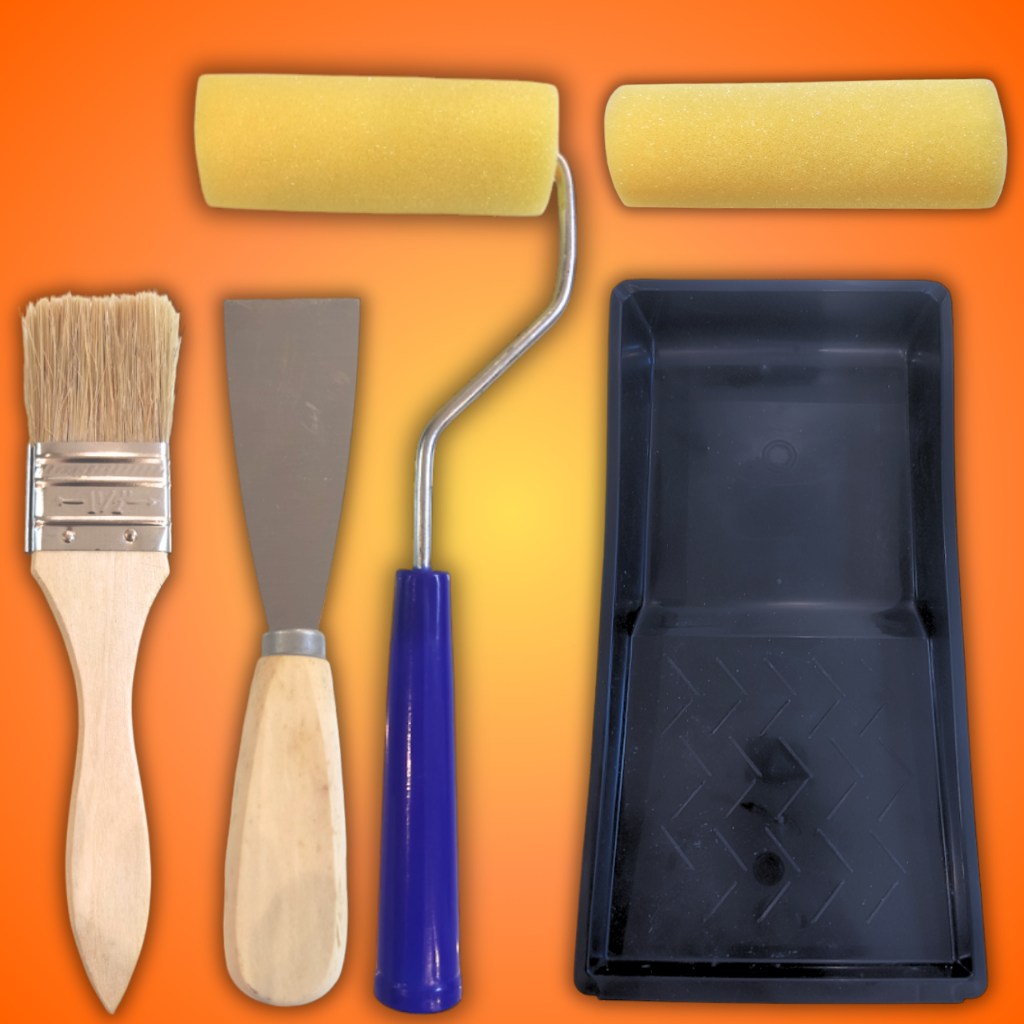 Kit Pintura Pincel Rolo Espátula Bandeja Com 5 Peças Rolo de Espuma ...