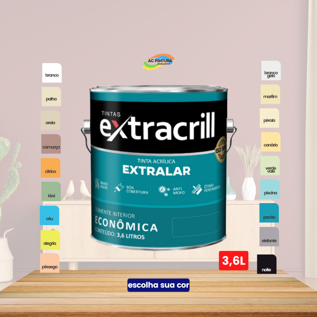 Tinta Acrílica Extracrill Extralar 3,6L Escolha o Tom