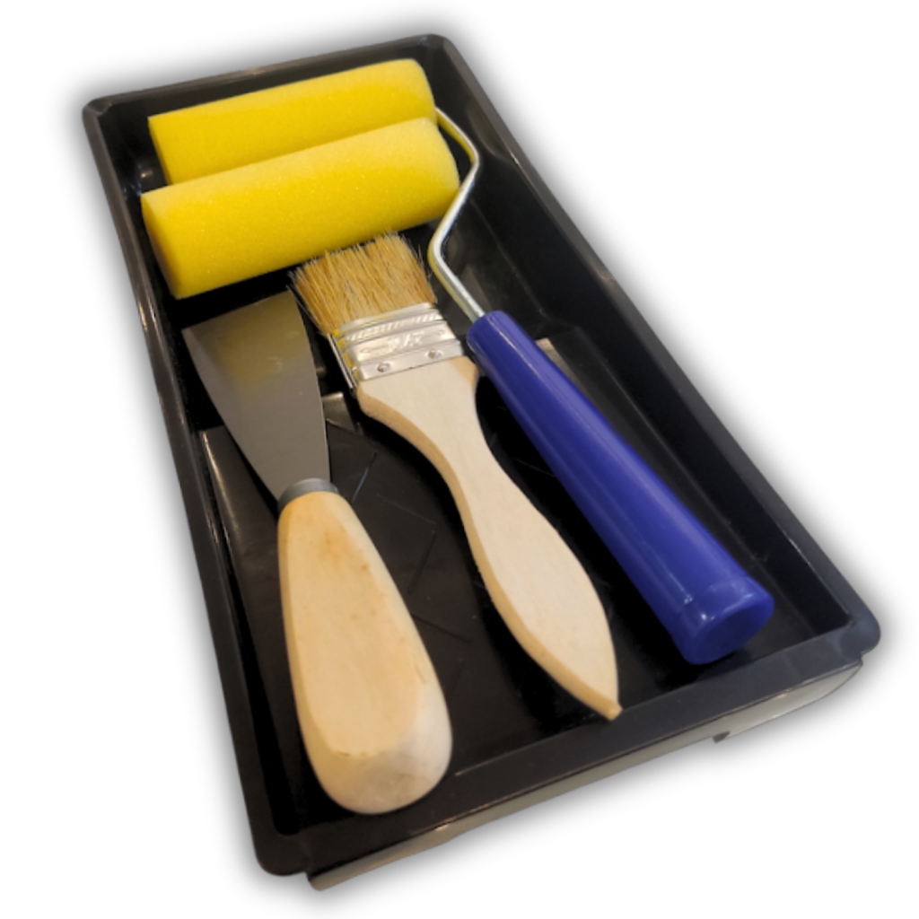 Kit Pintura Pincel Rolo Espátula Bandeja Com 5 Peças Rolo de Espuma ...