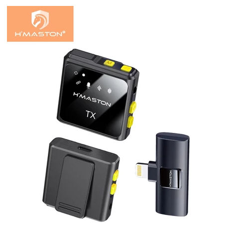 Microfone de Lapela Duplo Hmaston MK11/MK12 Bluetooth Sem Fio para Android e Iphone tipo C Original