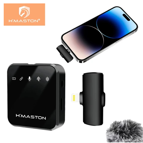 Microfone de Lapela Hmaston MK13/MK14 sem fio para Android e Iphone Original Pronta Entrega