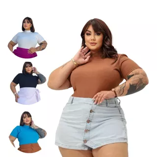 Body Feminino Manguinha Curta Plus Size Blusa Estilo Zara Bori Tendencia Elegante Bore Ribana Verão Moda Evangélica