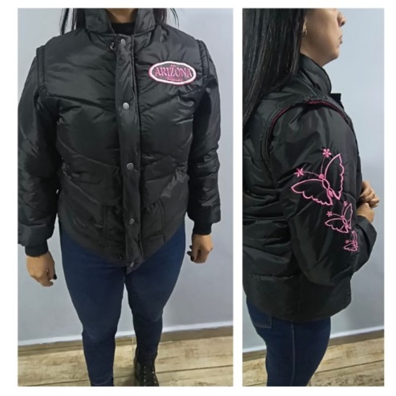 JAQUETA ARIZONA RACING FEMININA COM BOLSO E REFLETIVA | Shopee Brasil