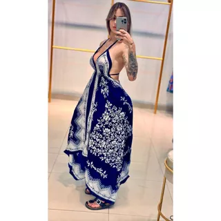 VESTIDO DOIS LENÇOS DE PONTAS INDIANO