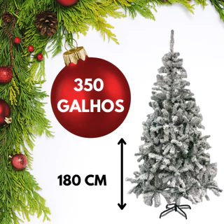 Árvore Natal Pinheiro Nevada Tradicional Luxo Pinheirinho Decoração Natalina 1,80m 350 Galhos