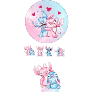 KIT DISPLAYS STICH E ANGEL + PAINEL EM LONA - FESTA E DECORAÇÃO