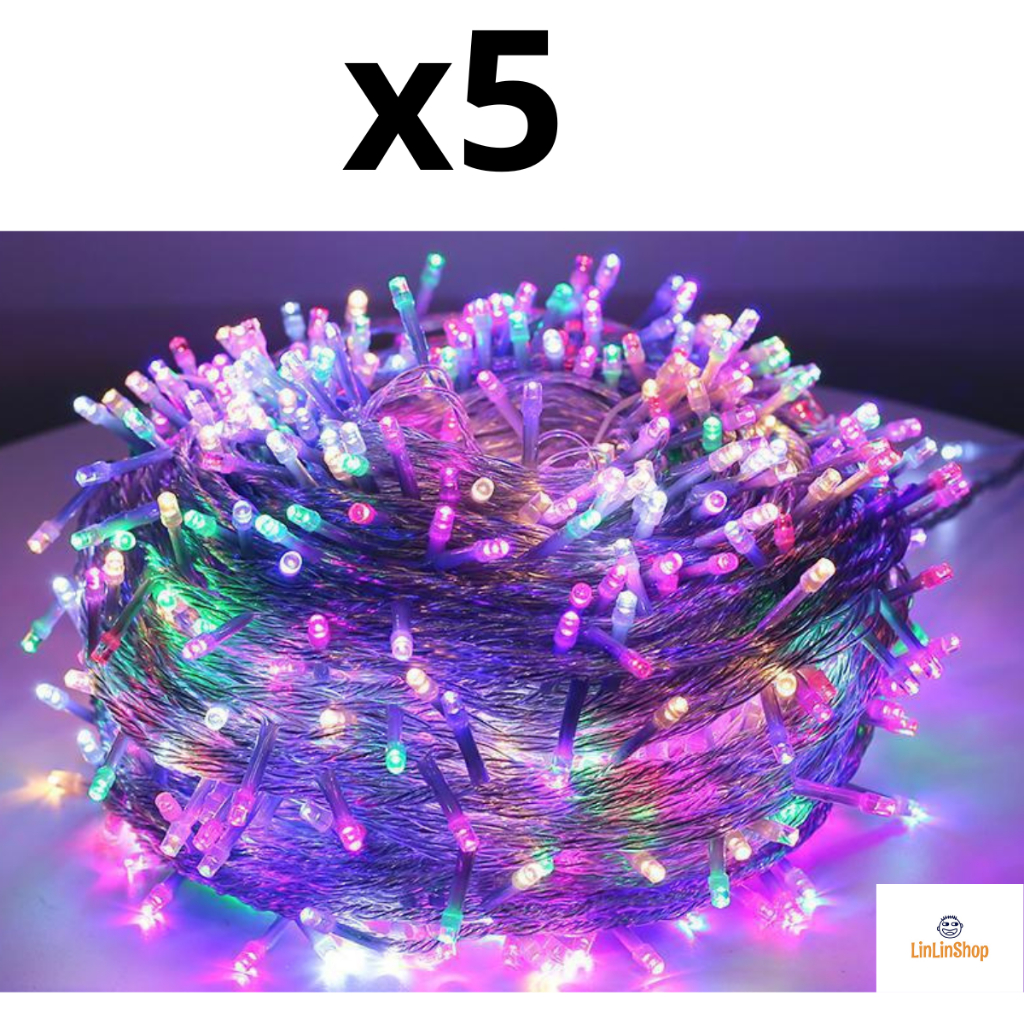 Kit5 Pisca Pisca 10Metros 100Leds Luz Coloridos 110V 220V Iluminação De Natal E Decoração De Festa