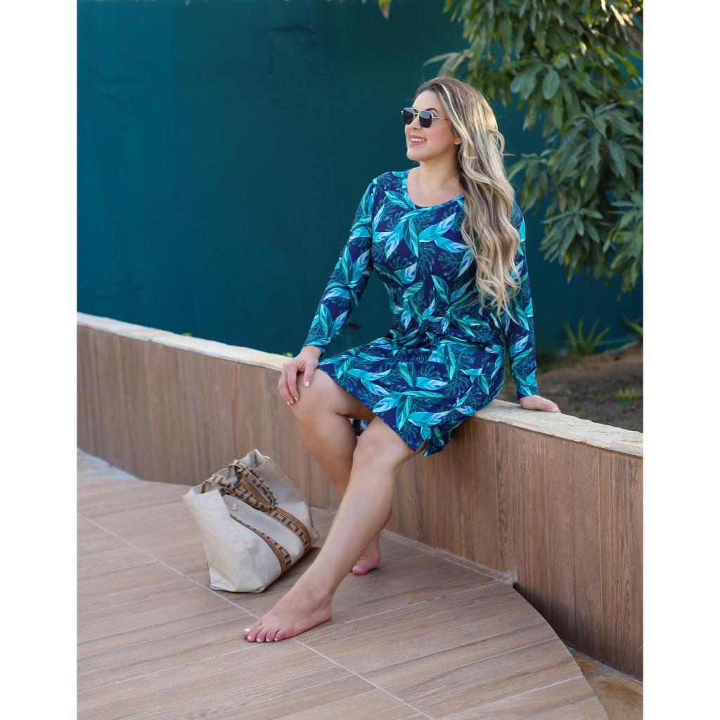 Saída de Praia com Proteção Solar Vestido UV50 Térmica Verão moda evangelica