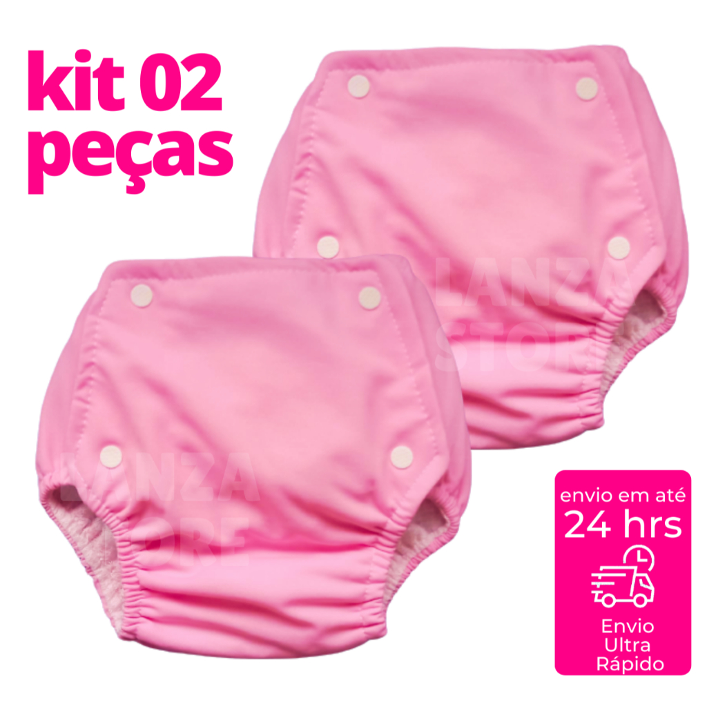 Pacote com 02 Calça Enxuta Plástica Reutilizável Fralda Ecológica ...