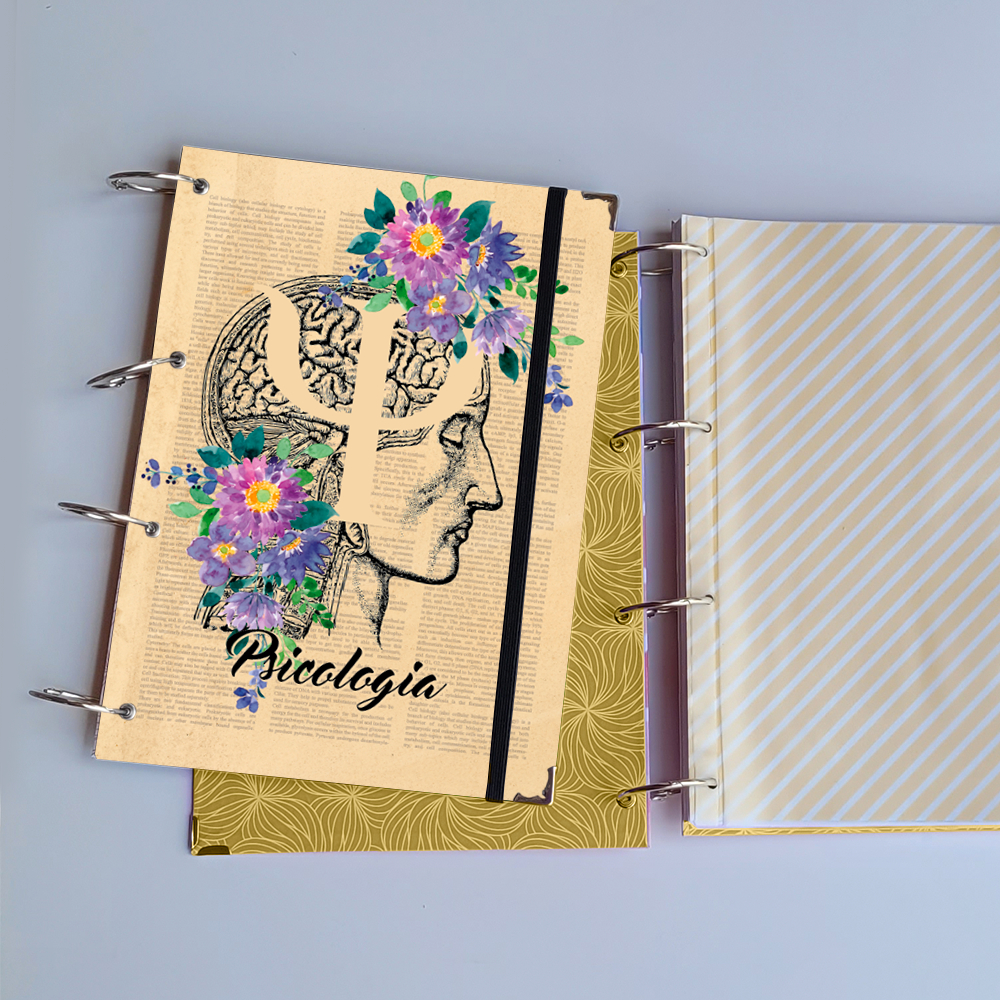 Caderno Argolado Psicologia (Capa e Argolas Articuladas) Universitário Colegial ou A5