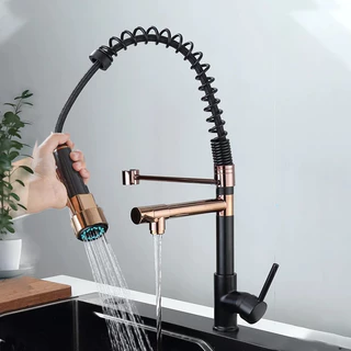 Torneira Cozinha Gourmet Misturador Ducha Duo Spray ouro rosa Com Spray Extensor