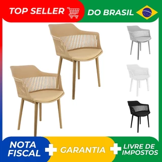 Kit 2 Cadeiras Marcela Montreal Mena Polipropileno com Estofado Estofado