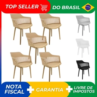 Kit 5 Cadeiras Marcela Montreal Mena Polipropileno com Estofado Estofado