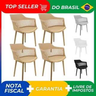 Kit 4 Cadeiras Marcela Montreal Mena Polipropileno com Estofado Estofado