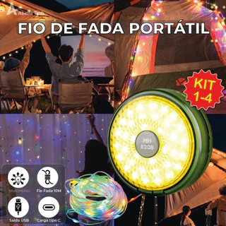 Kit 1-4 Pisca-Pisca Portátil Super Led RGB Luminária Recarregável c/ USB Fio de Fada Arandela Parede Externos e Internos