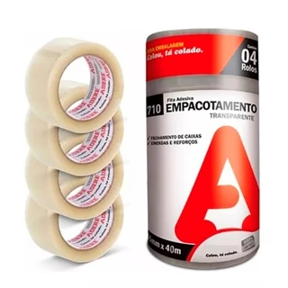 Kit 4 Fitas Adesivas Para Empacotamento 45mmx40m Transparente Adere em Oferta na Shopee