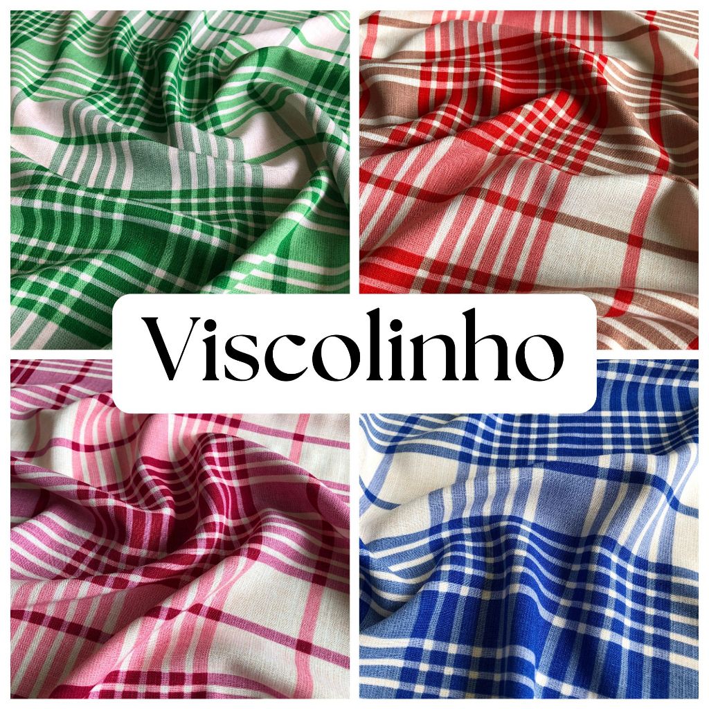 Tecido Viscolinho Para Roupas Vestidos Decoração Xadrez 1m X 1,50m ...