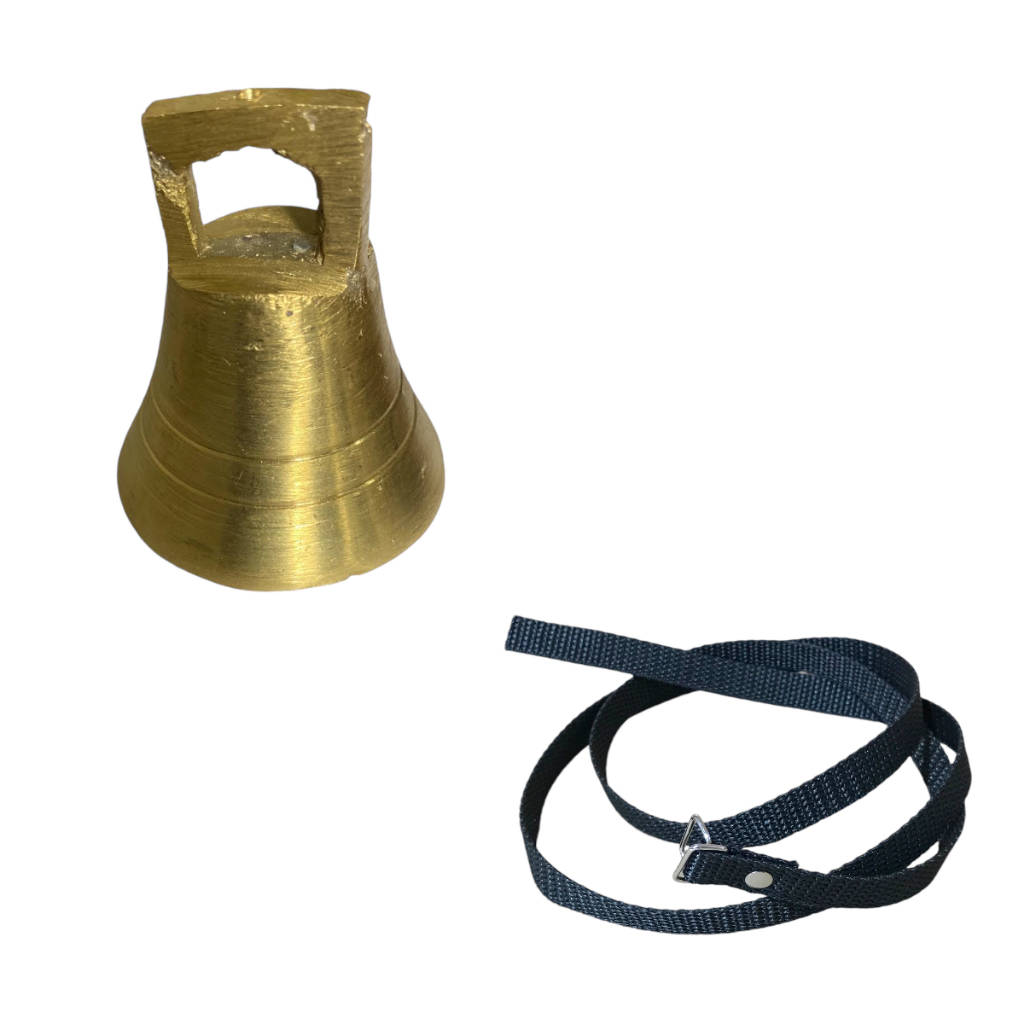 Sincerro Para Caprinos Ovinos Dourado Kit 16 Uns Com Correia Para Pescoço