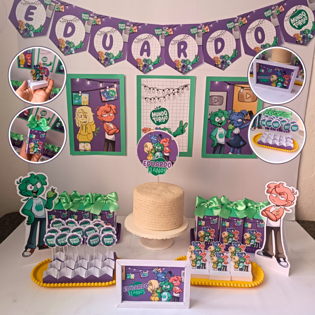 Kit Festa Mundo Torajo Personalizado | Aniversário Só um Bolinho | 100 Itens | Decoração Casa Escola