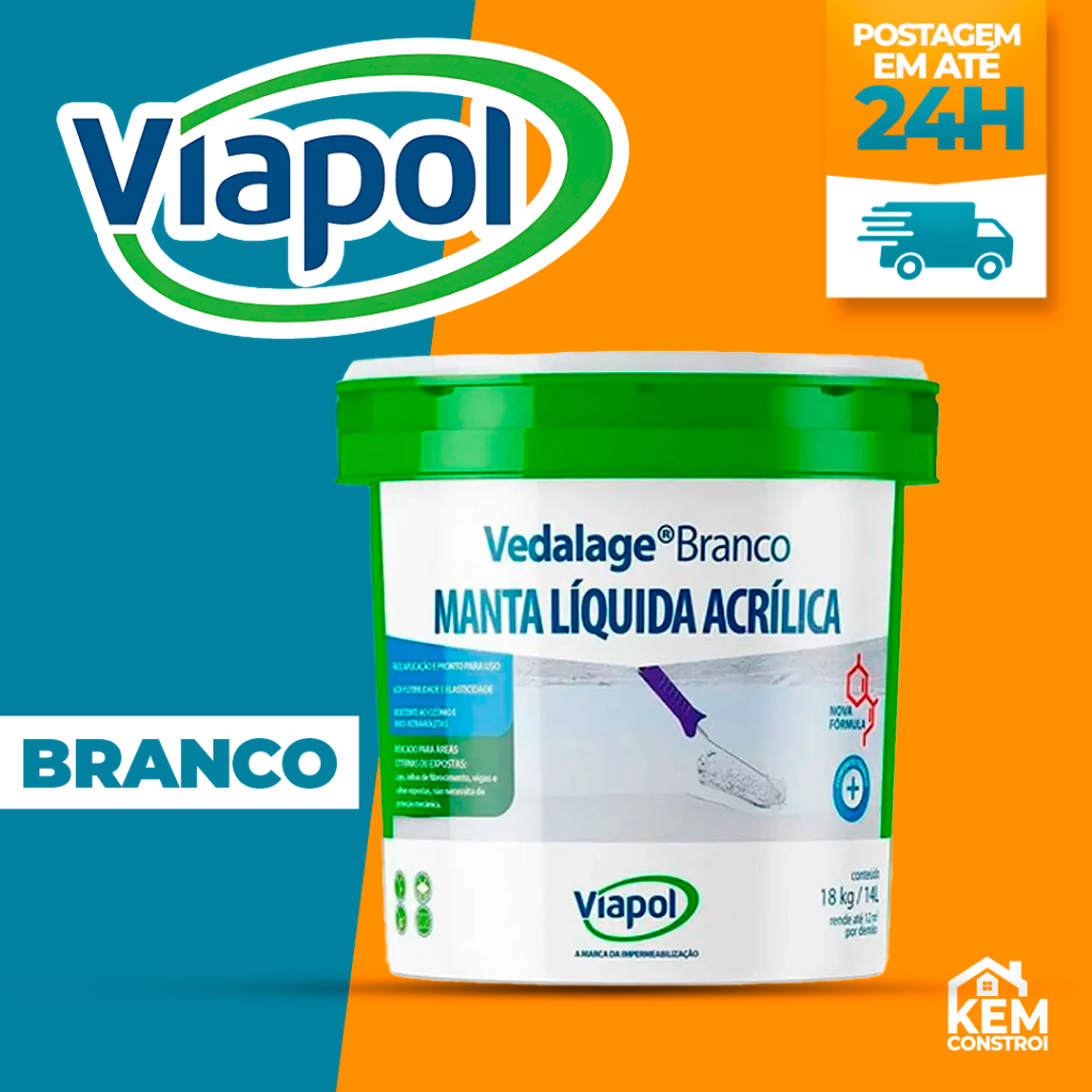 Impermeabilizante Branco Manta Liquida Telhados fachadas laje Vedalage ...