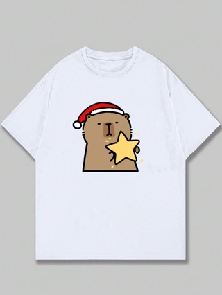 Camiseta Camisa Kapi Capybara Fofo Natal Algod O Feminina Masculina Capivara Desenho T