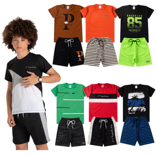 Kit Conjunto Infantil Verão Menino e Menina Com 2 Conjuntos Sortidos