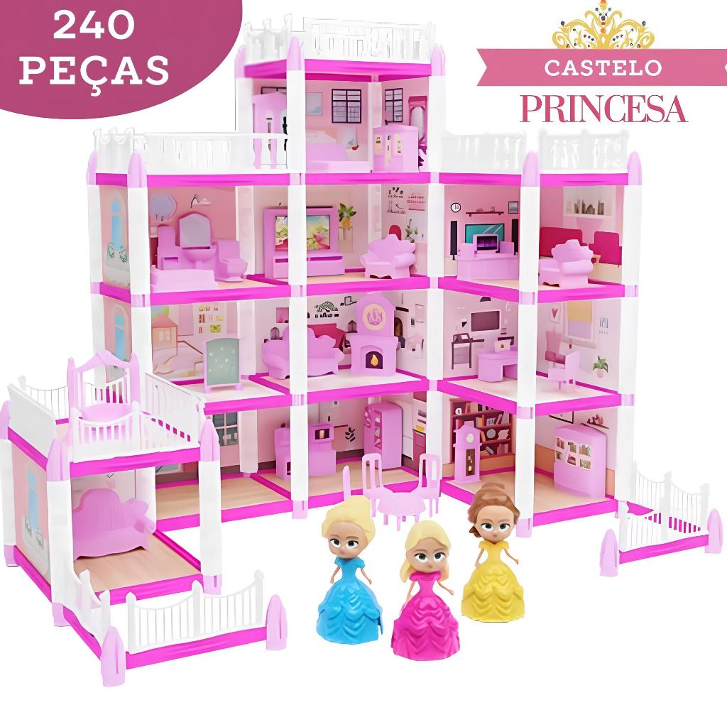 Casinha de Boneca Castelo da Princesa 240 Peças 4 Andares | Shopee Brasil