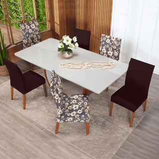 Kit 12 Capas de Cadeira Sala de Jantar Malha Elastano Coladinha Mista em Oferta na Shopee