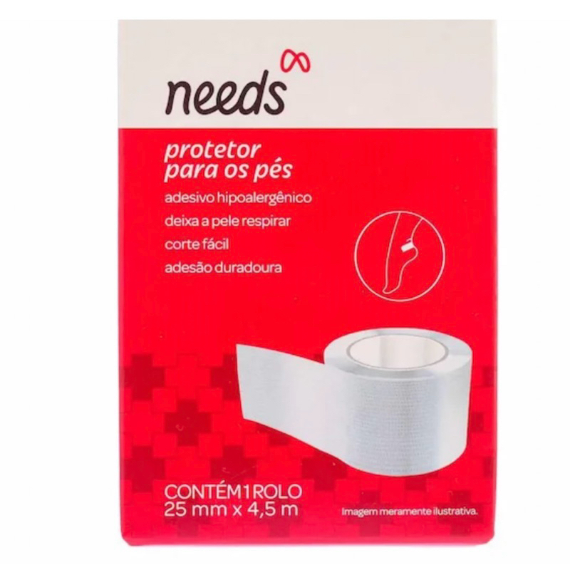 Protetor para os Pés Needs Adesivo Hipoalergênico com 1 rolo de 25mm x 4,5m