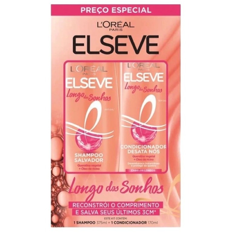 Kit Elseve Longo dos Sonhos Shampoo Salvador 375ml + Condicionador ...