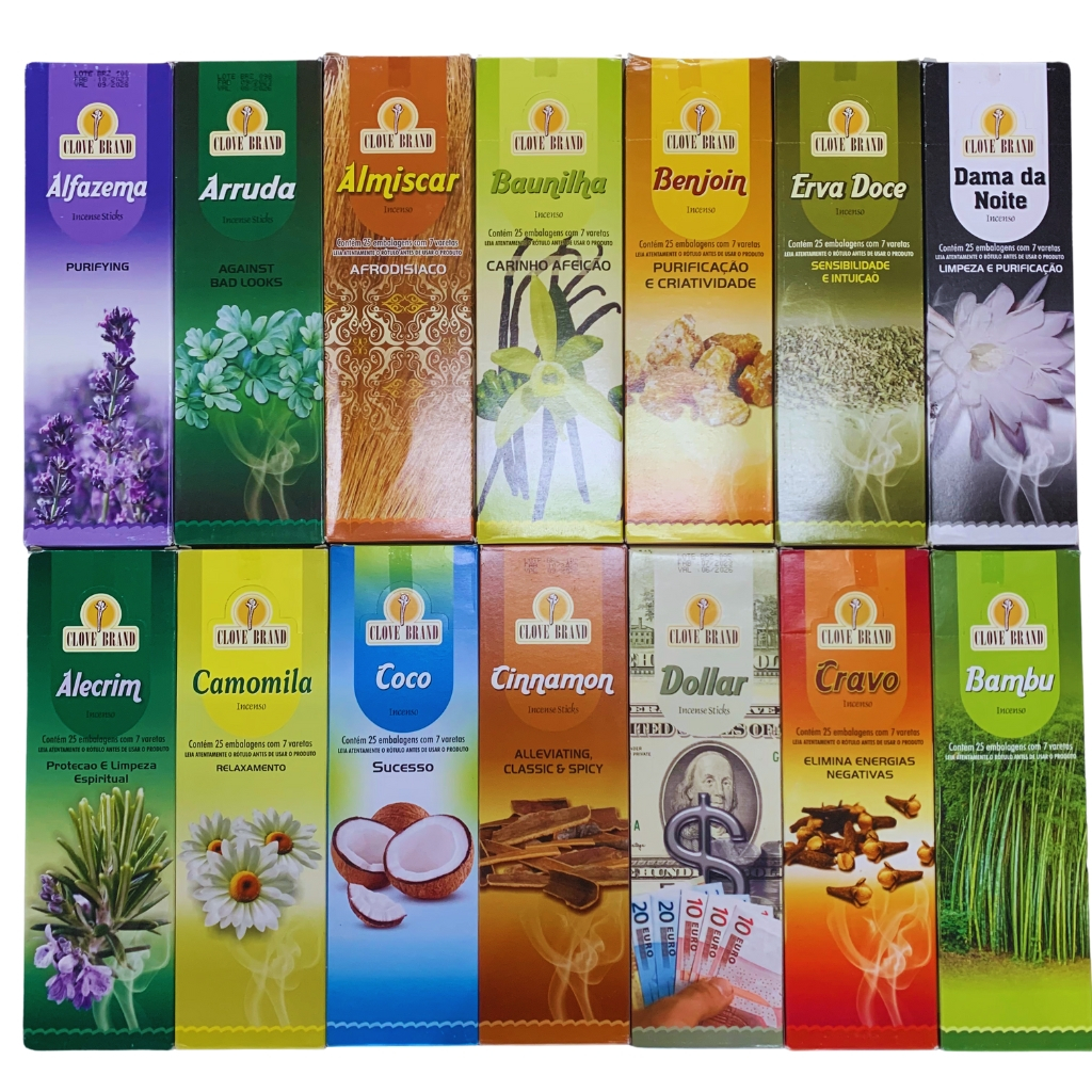 Incenso Indiano Clove Brand 5 Caixas 35 Varetas + Incensário Régua ...