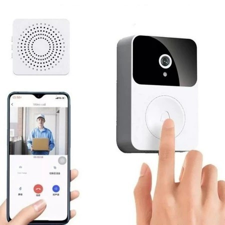 Campainha Com Câmera Vídeo Porteiro Sem Fio Wi-Fi HD Inteligente Smart Home Vê Pelo Celular Recarregável