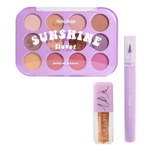 Kit Maquiagem Ruby Rose Delineasdor Paleta De Sombra E Gloss | Shopee ...