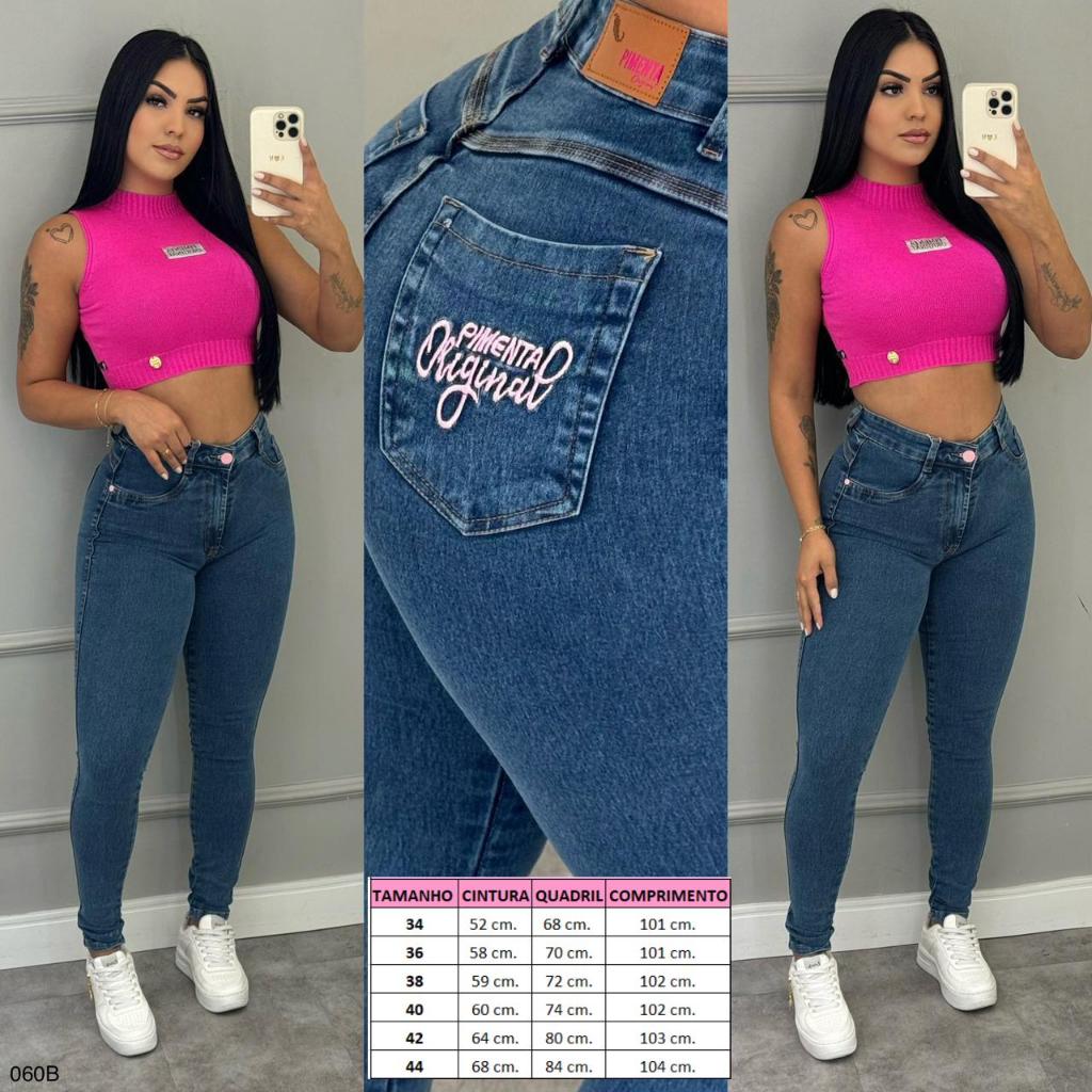 Calça Jeans Sal E Pimenta Calça Com Elastano Feminina Cós Alto Cintura ...