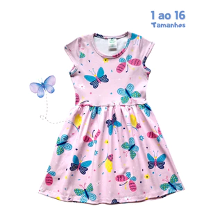 Vestido Verão Infantil e Juvenil Curto em Cotom MANGA JAPONESA 1 AO 16
