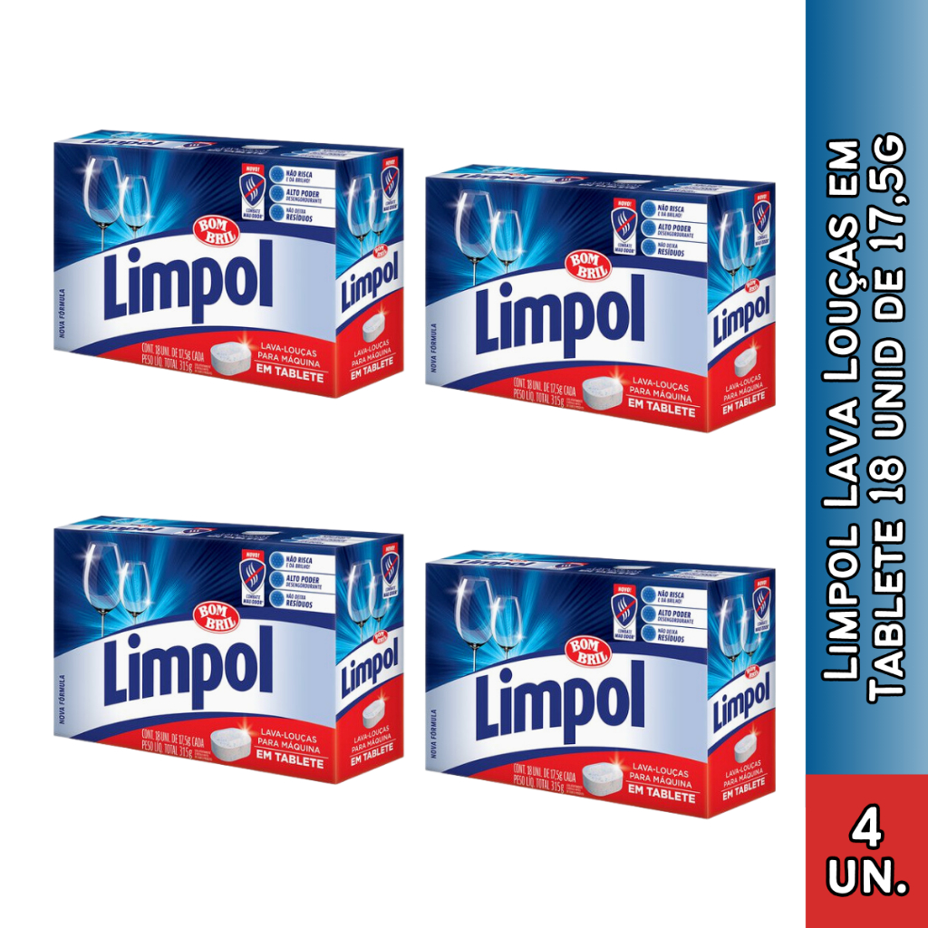 Limpol Lava Louças em Tablete 18 unid de 17,5g cada Bombril