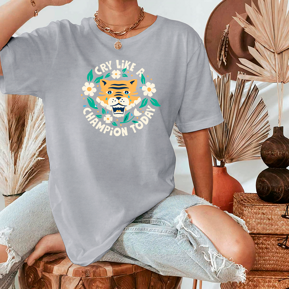 Camiseta Feminina Oversized Cry Like A Champion Leao T shirt Tumblr Verao Algodao Shopee Brasil